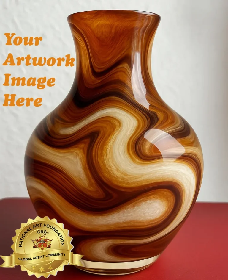 Murano-style glass vase with colorful swirls, National Art Foundation